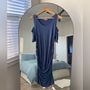 🛎️ Clearance 2pc Maternity Dress Navy-Medium Gray-Small